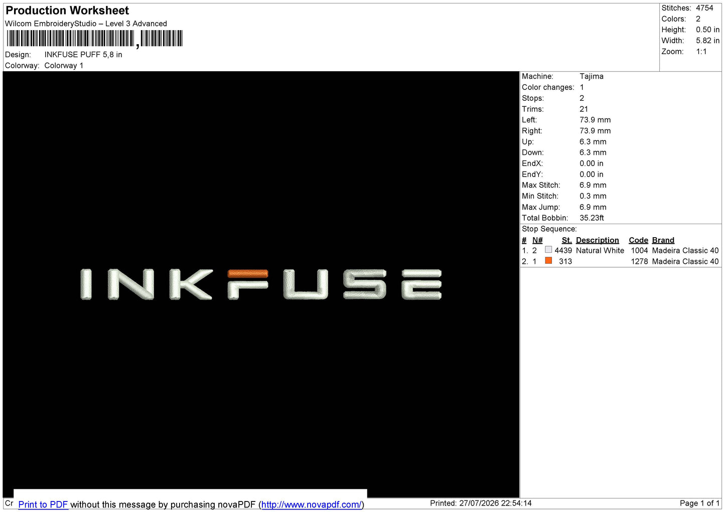 INKFUSE PUFF Embroidery File 6 size