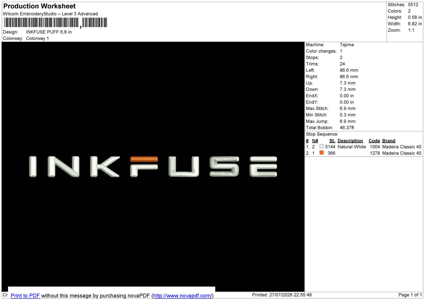 INKFUSE PUFF Embroidery File 6 size