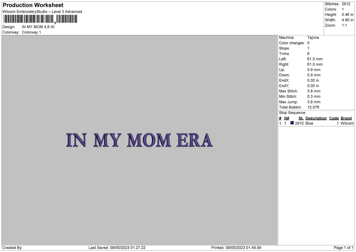 In My Mom Embroidery File 6 sizes