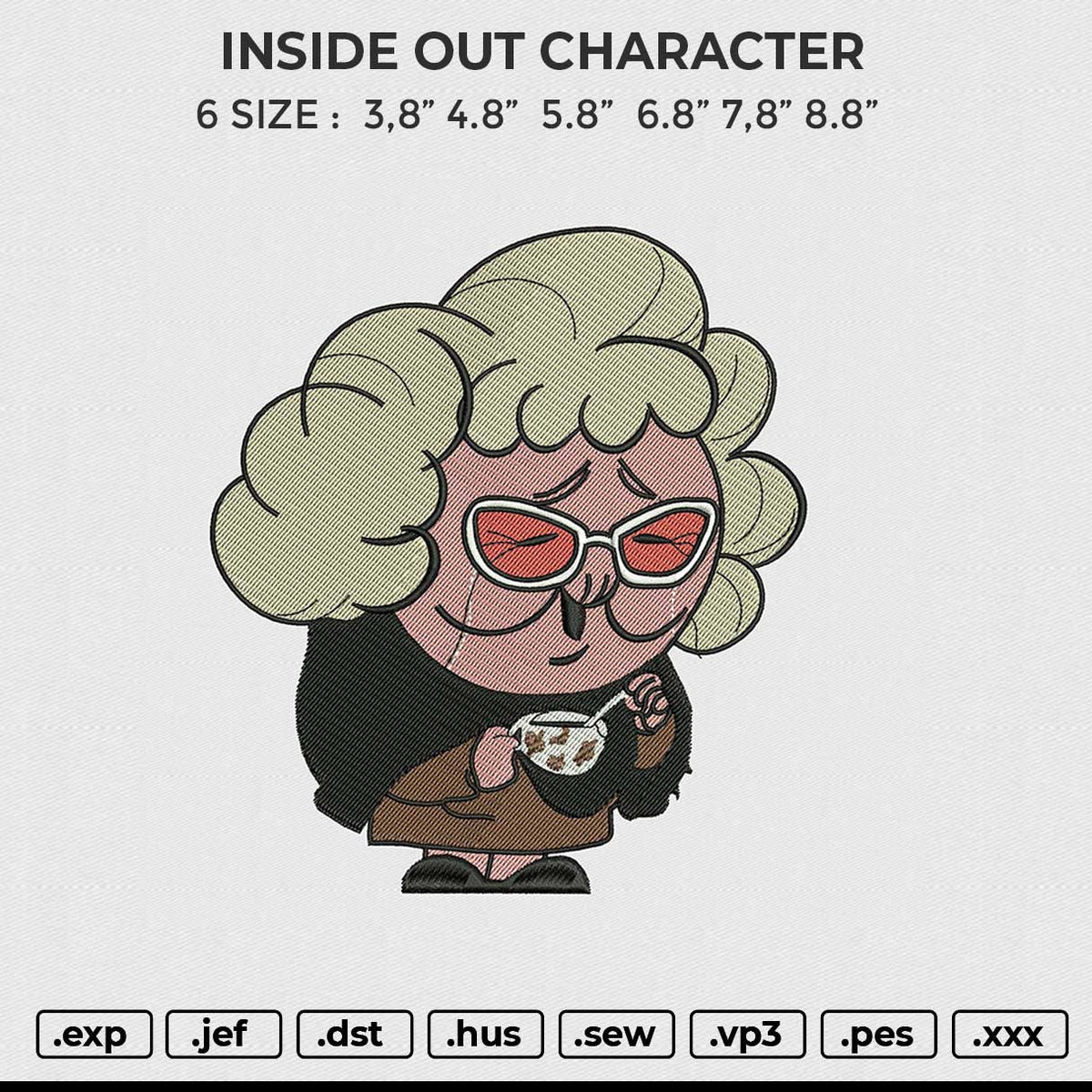 INSIDE OUT CHARACTER Embroidery File 6 size