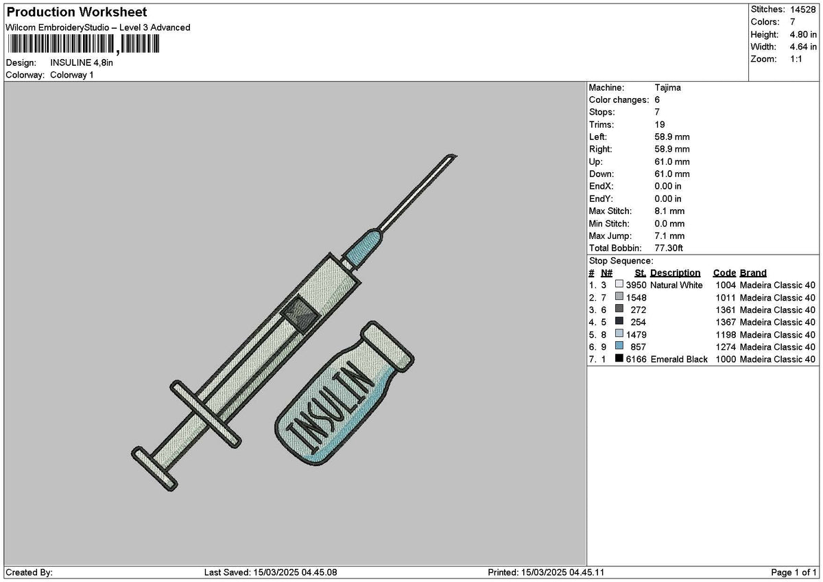 Insulinetext Embroidery File 6 sizes