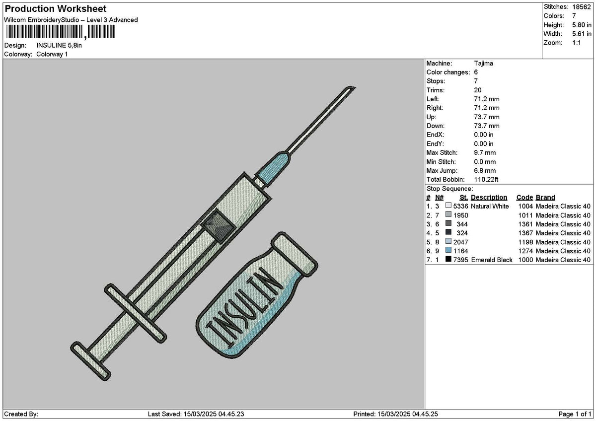 Insulinetext Embroidery File 6 sizes