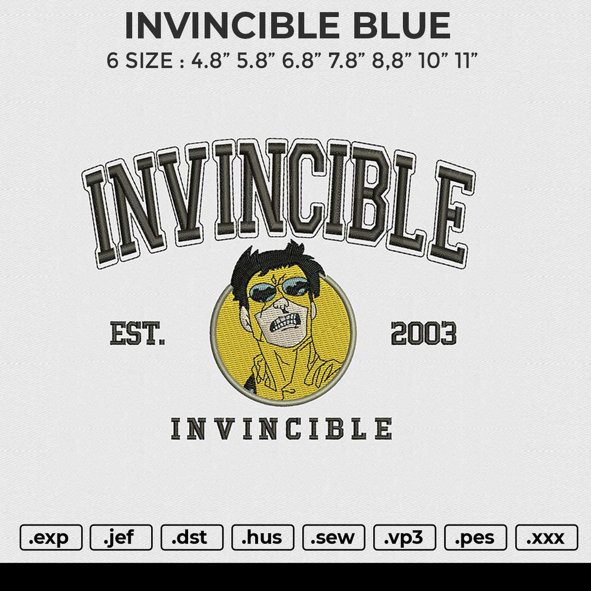 INVINCIBLE YELLOW Embroidery File 6 size