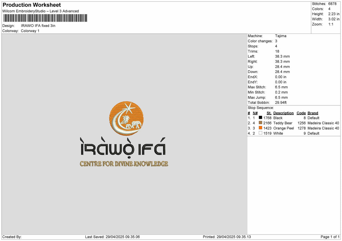 Irawotext Embroidery File 6 sizes