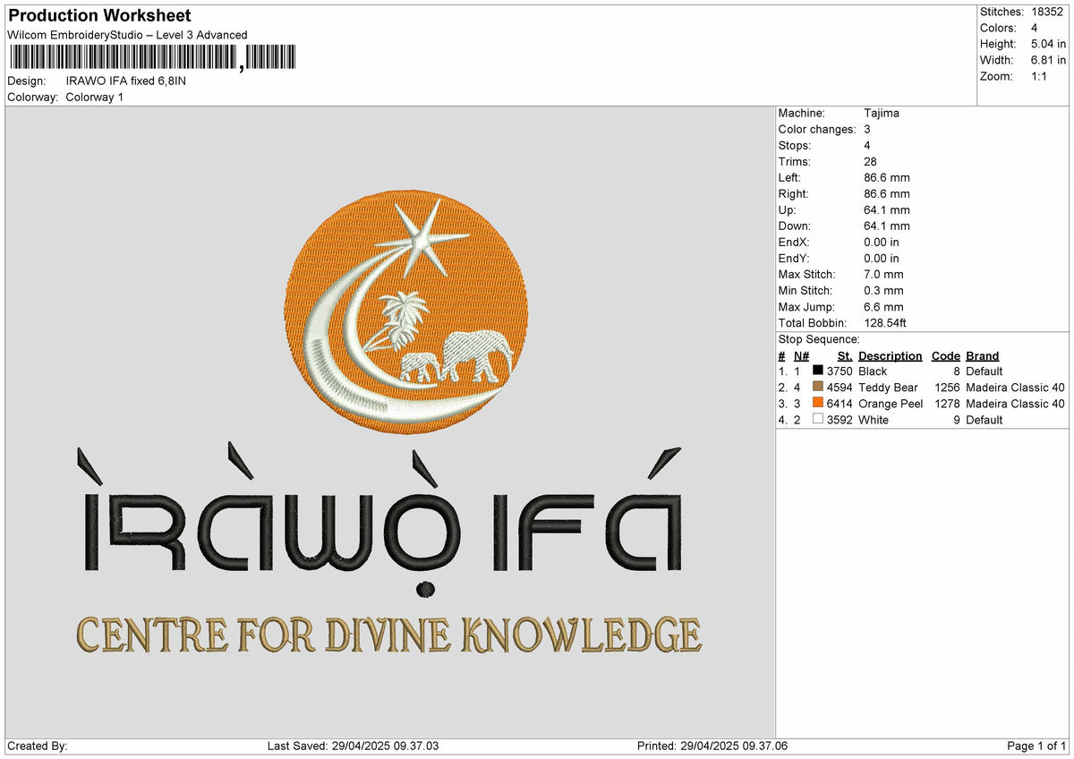 Irawotext Embroidery File 6 sizes