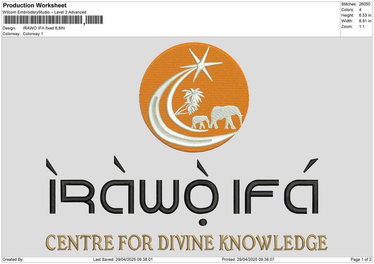 Irawotext Embroidery File 6 sizes