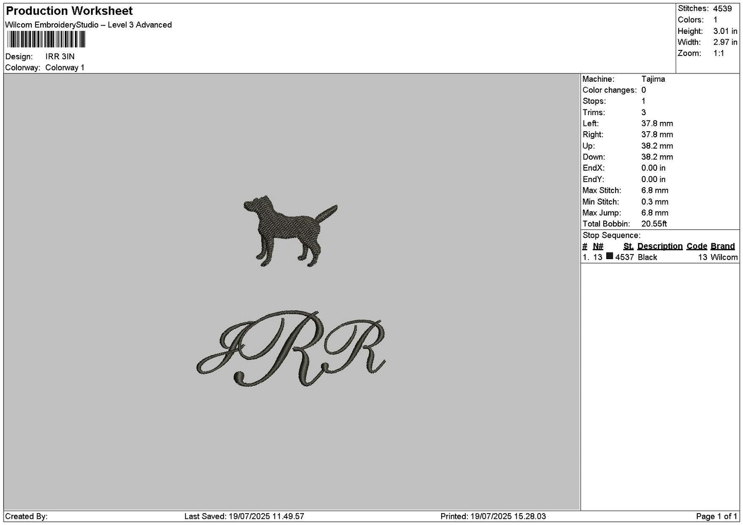Irrtext Embroidery File 6 sizes