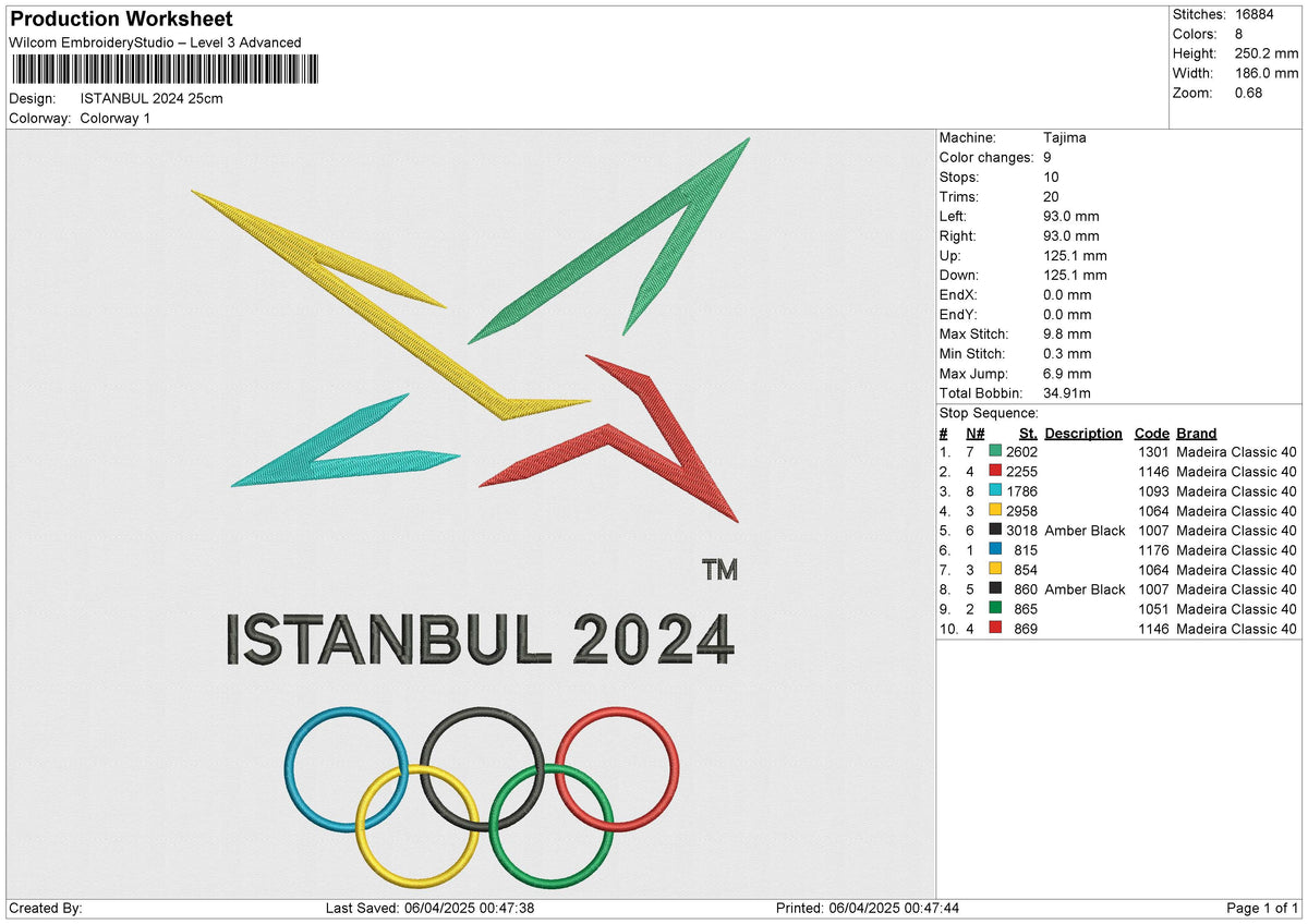 ISTANBUL 2024 Embroidery File 6 size