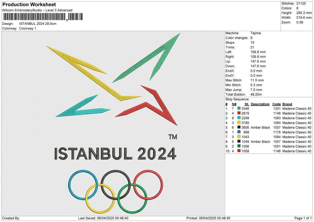 ISTANBUL 2024 Embroidery File 6 size