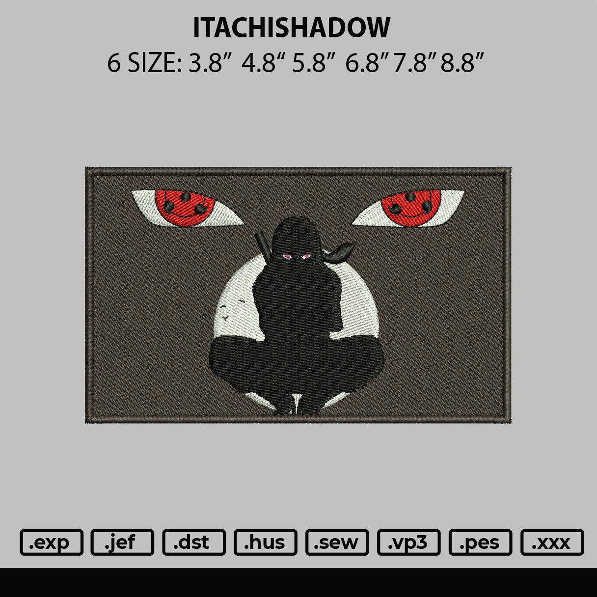 Itachishadow Embroidery File 6 sizes
