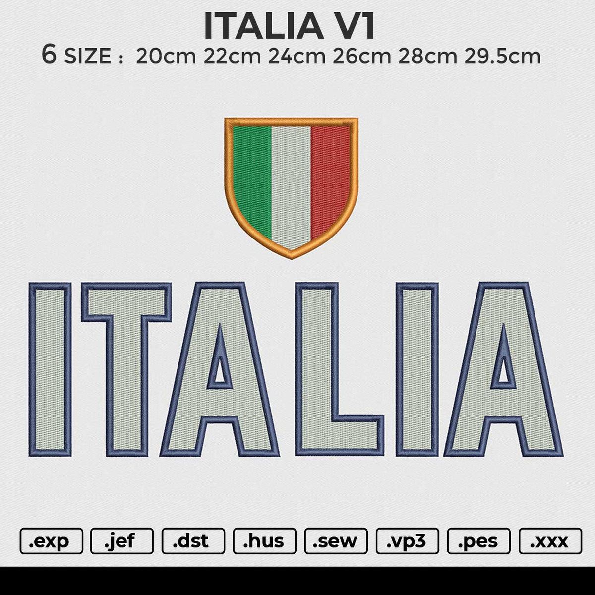 ITALIA V1 Embroidery File 6 size