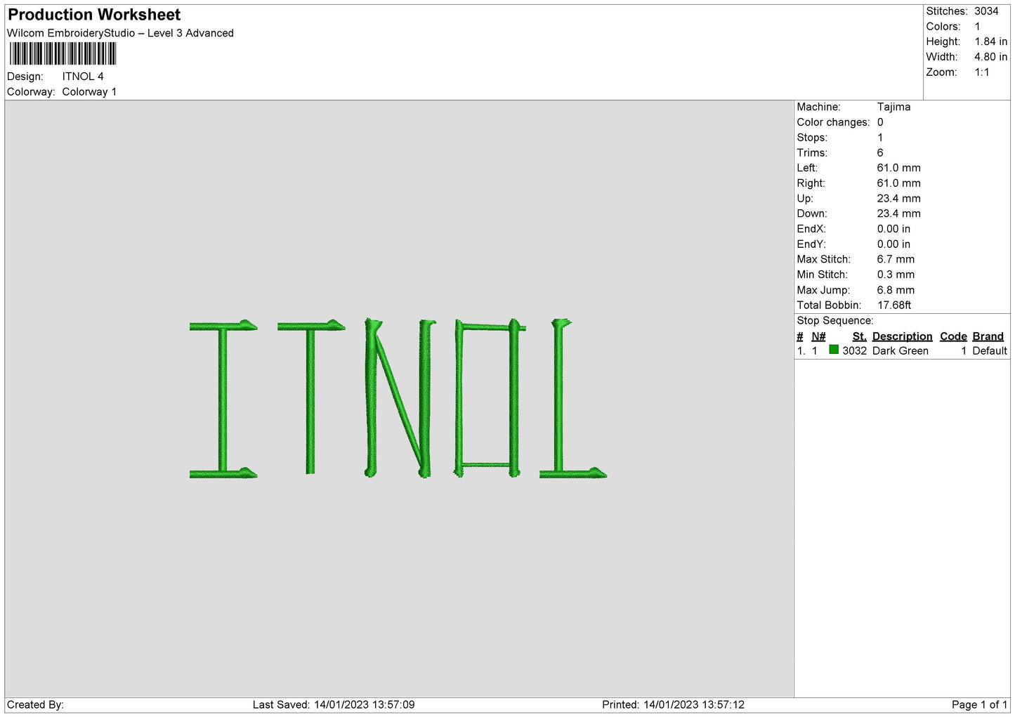 Itnol Embroidery File 6 sizes