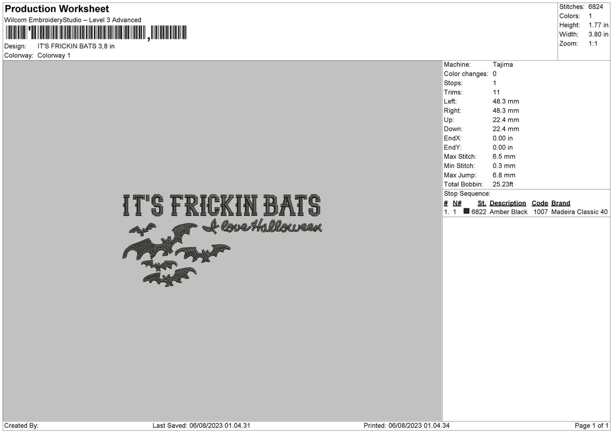 Its Frickin Embroidery File 6 sizes
