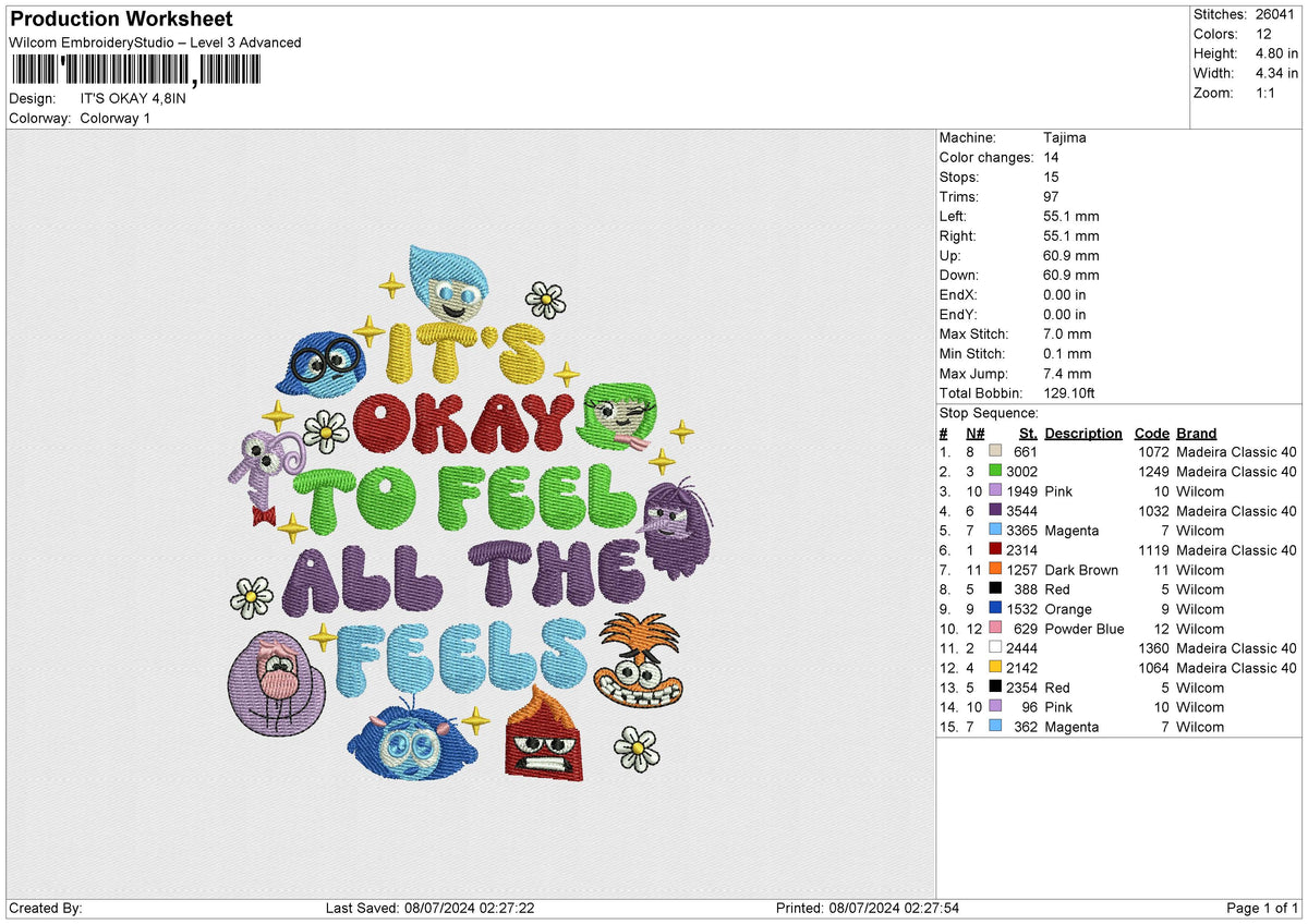 IT'S OKAY Embroidery File 6 size