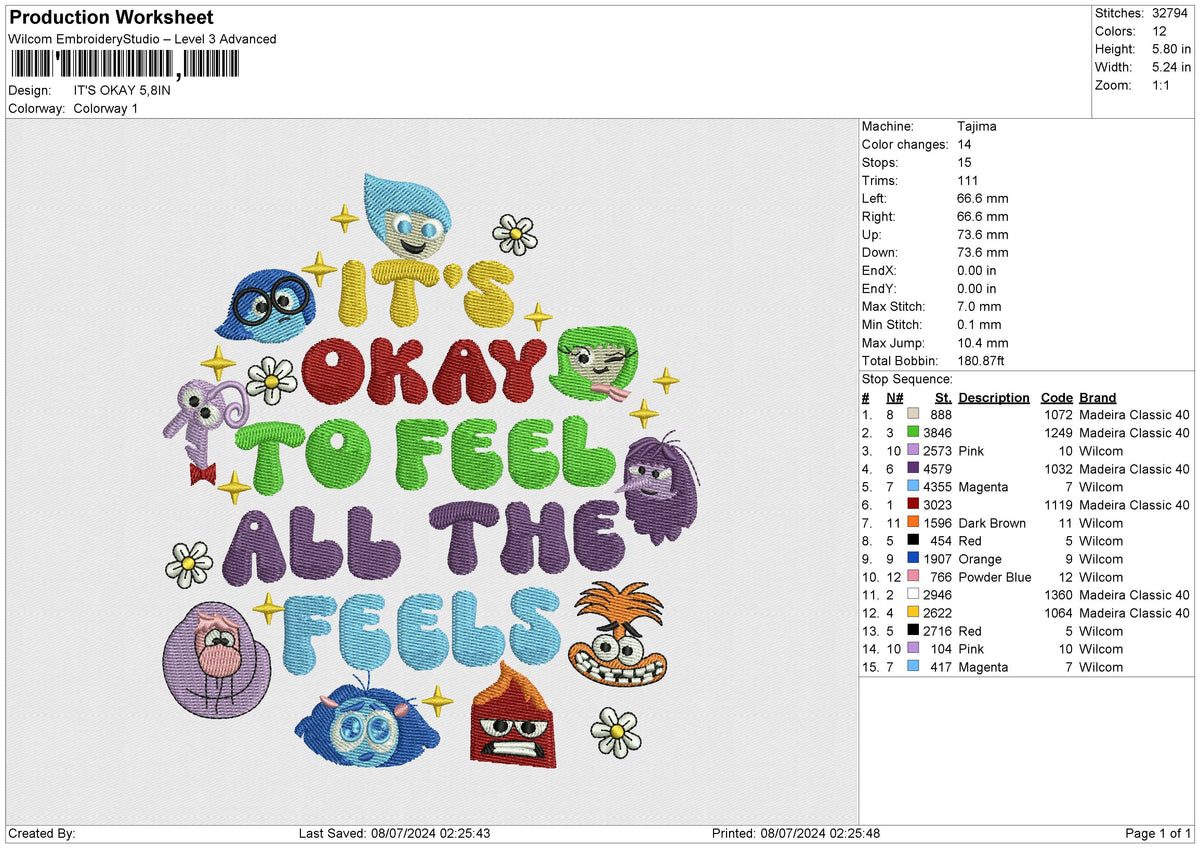 IT'S OKAY Embroidery File 6 size