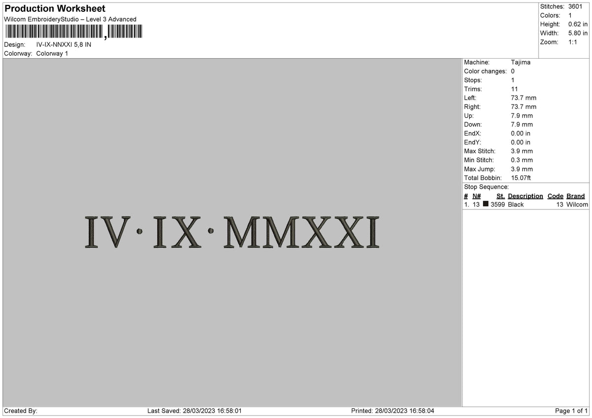 Roman V2803 Embroidery