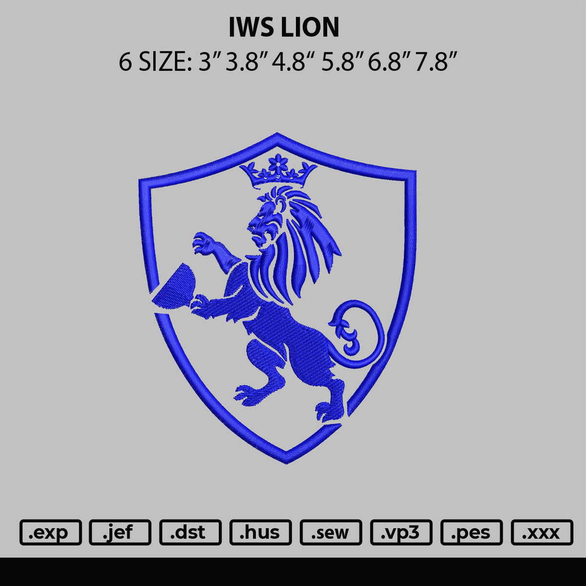 Iws Lion Embroidery File 6 sizes