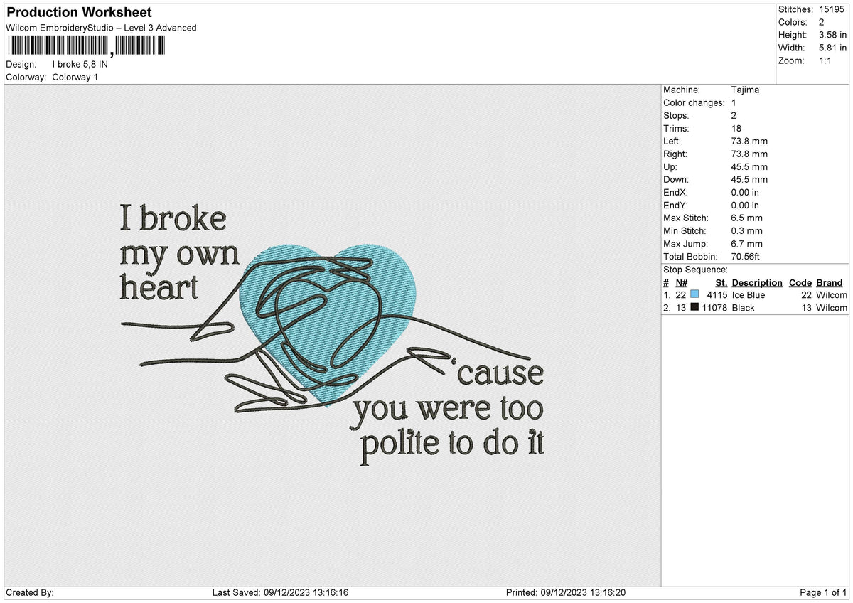 I Broke Embroidery Embroidery File 6 size