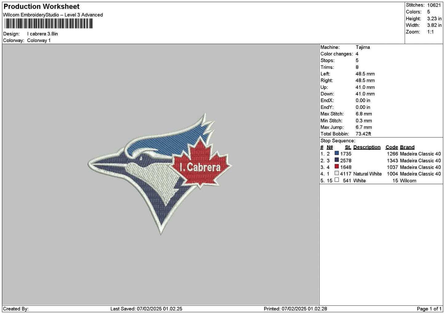 Cabreratext Embroidery File 6 sizes