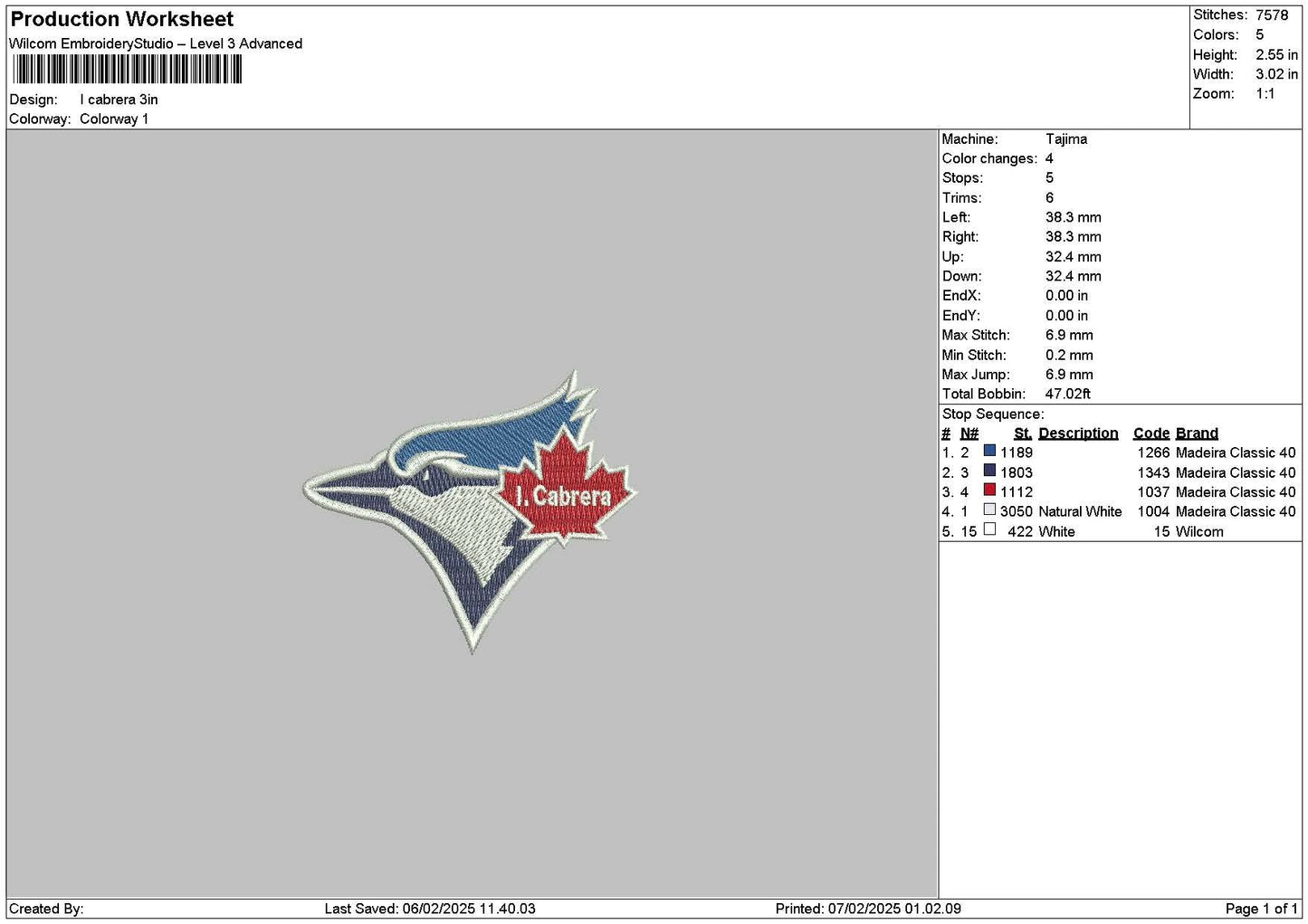 Cabreratext Embroidery File 6 sizes