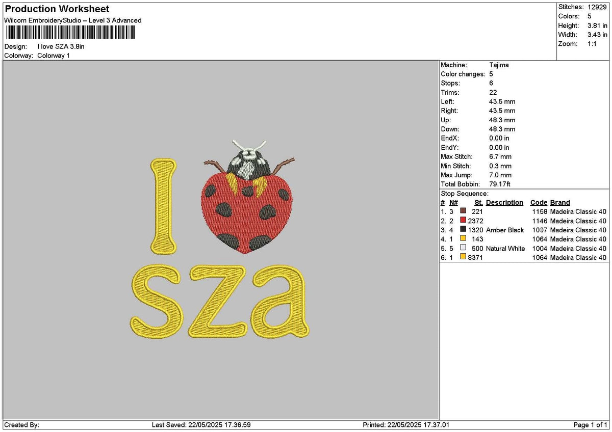 Szatext 2205 Embroidery File 6 sizes