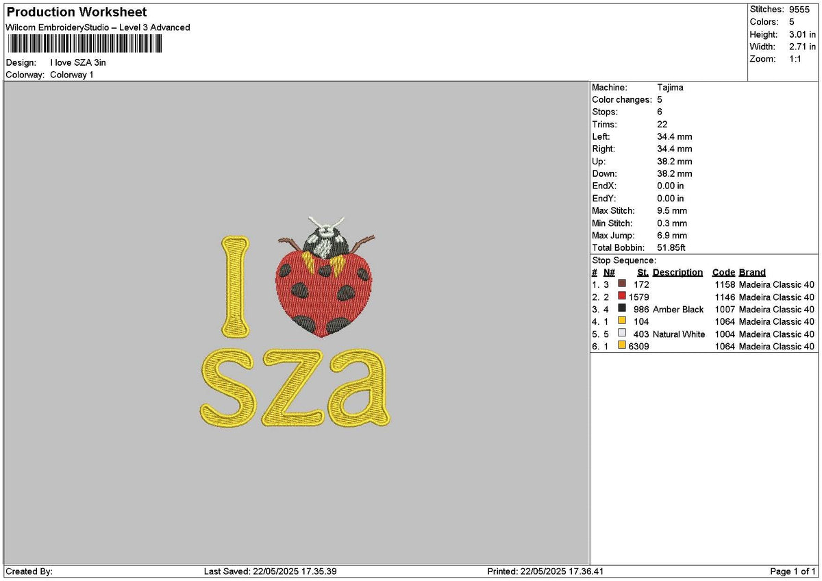 Szatext 2205 Embroidery File 6 sizes