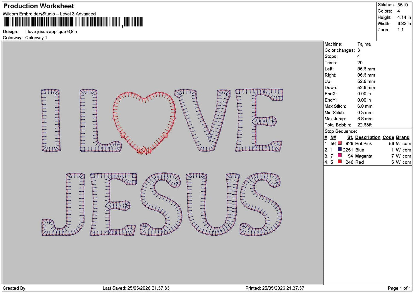 Jesustext Applique Embroidery Machine Design File 6 sizes