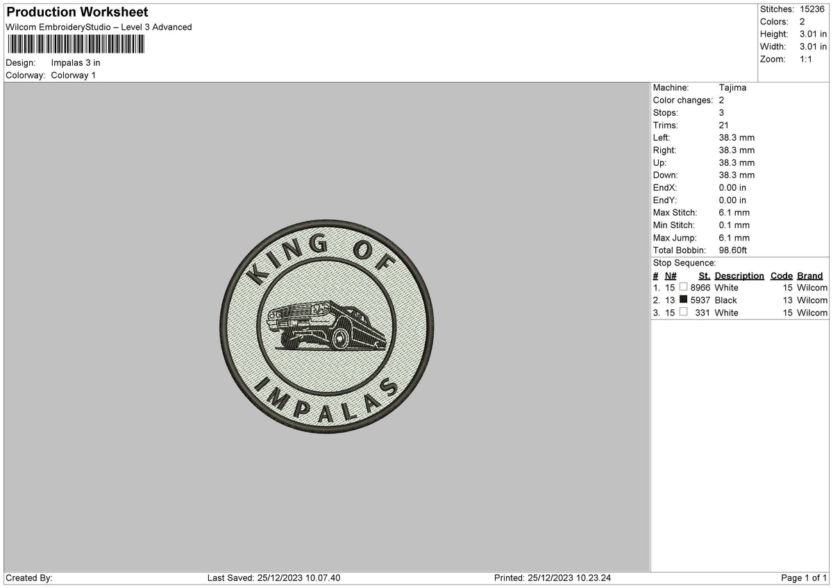 Impalas Embroidery File 6 sizes