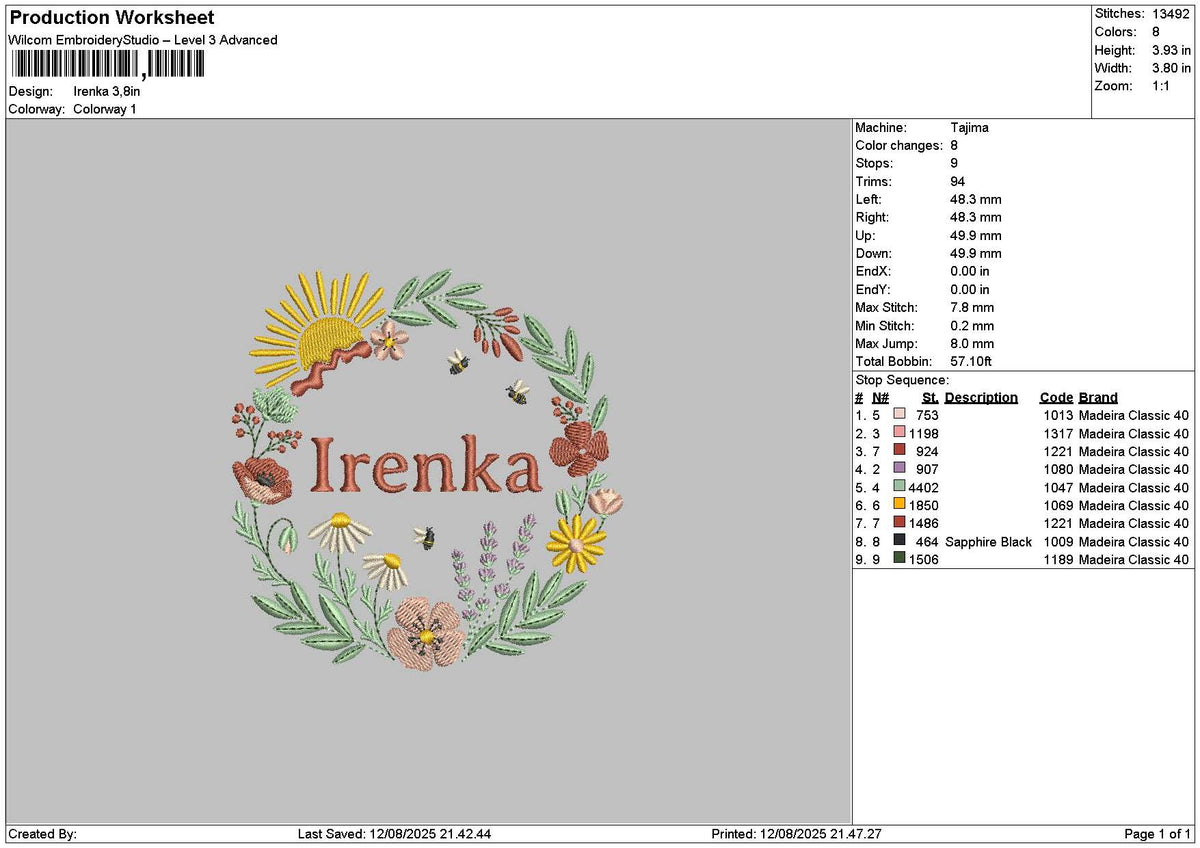 Irenkatext Embroidery File 6 sizes