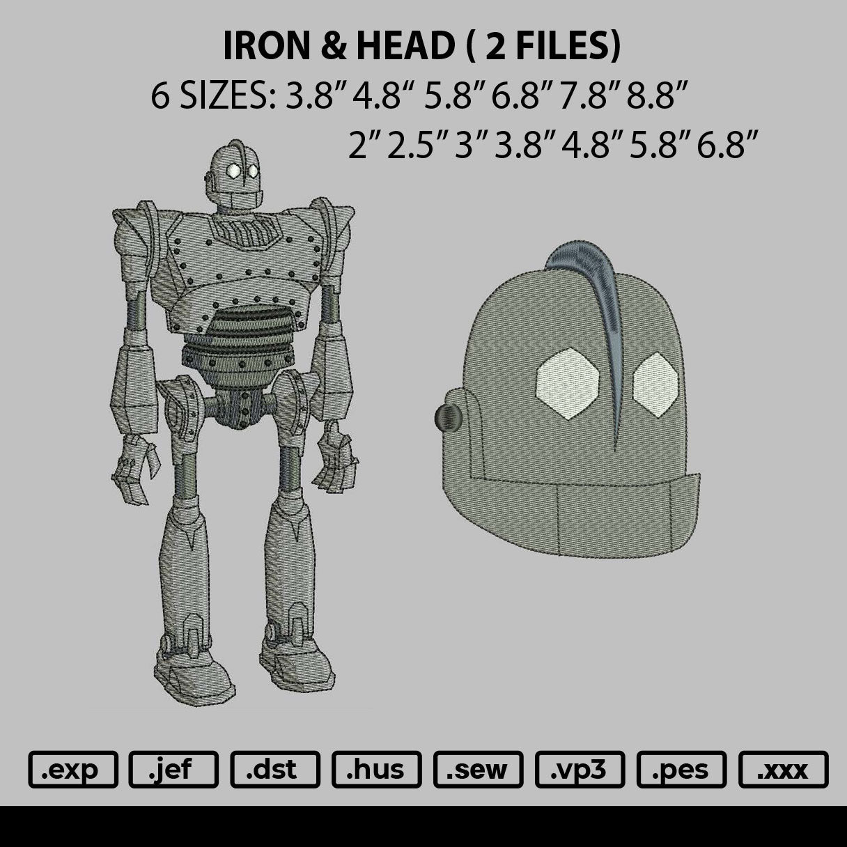 Iron and Head Embroidery 2 Files