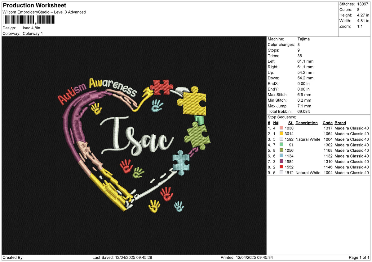 Isac Embroidery File 6 size