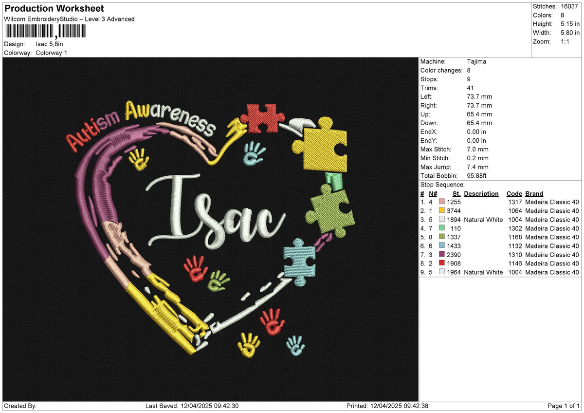 Isac Embroidery File 6 size