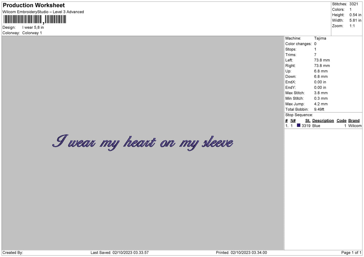 I Wear Embroidery File 6 sizes