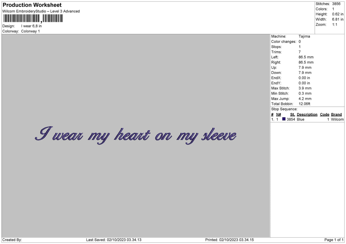 I Wear Embroidery File 6 sizes