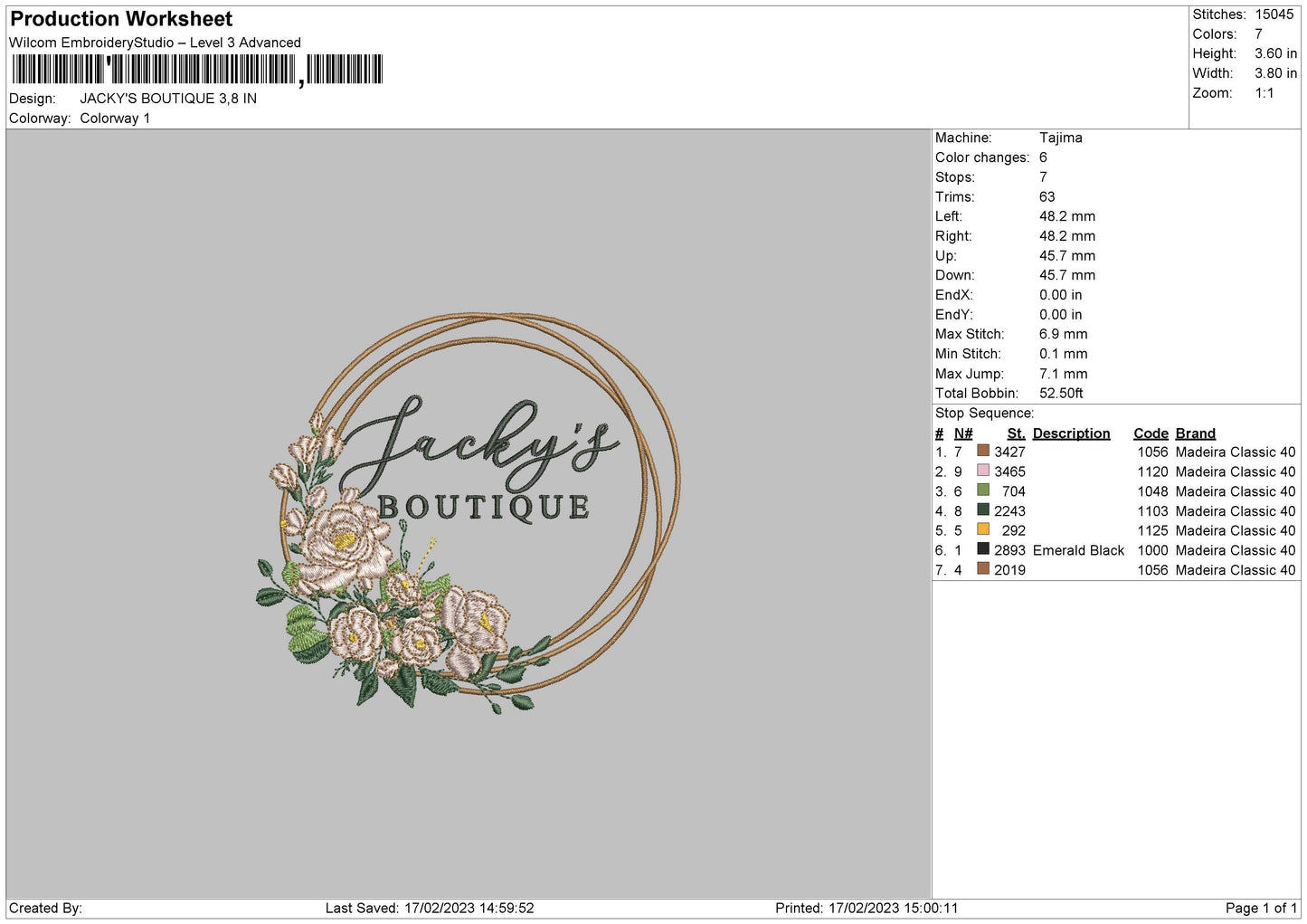 Jackys b Embroidery File 6 sizes