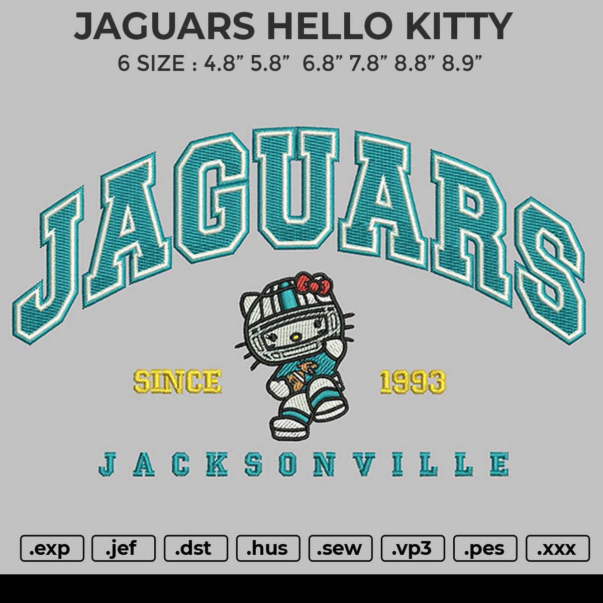 JAGUARS HELLO KITTY Embroidery File 6 size