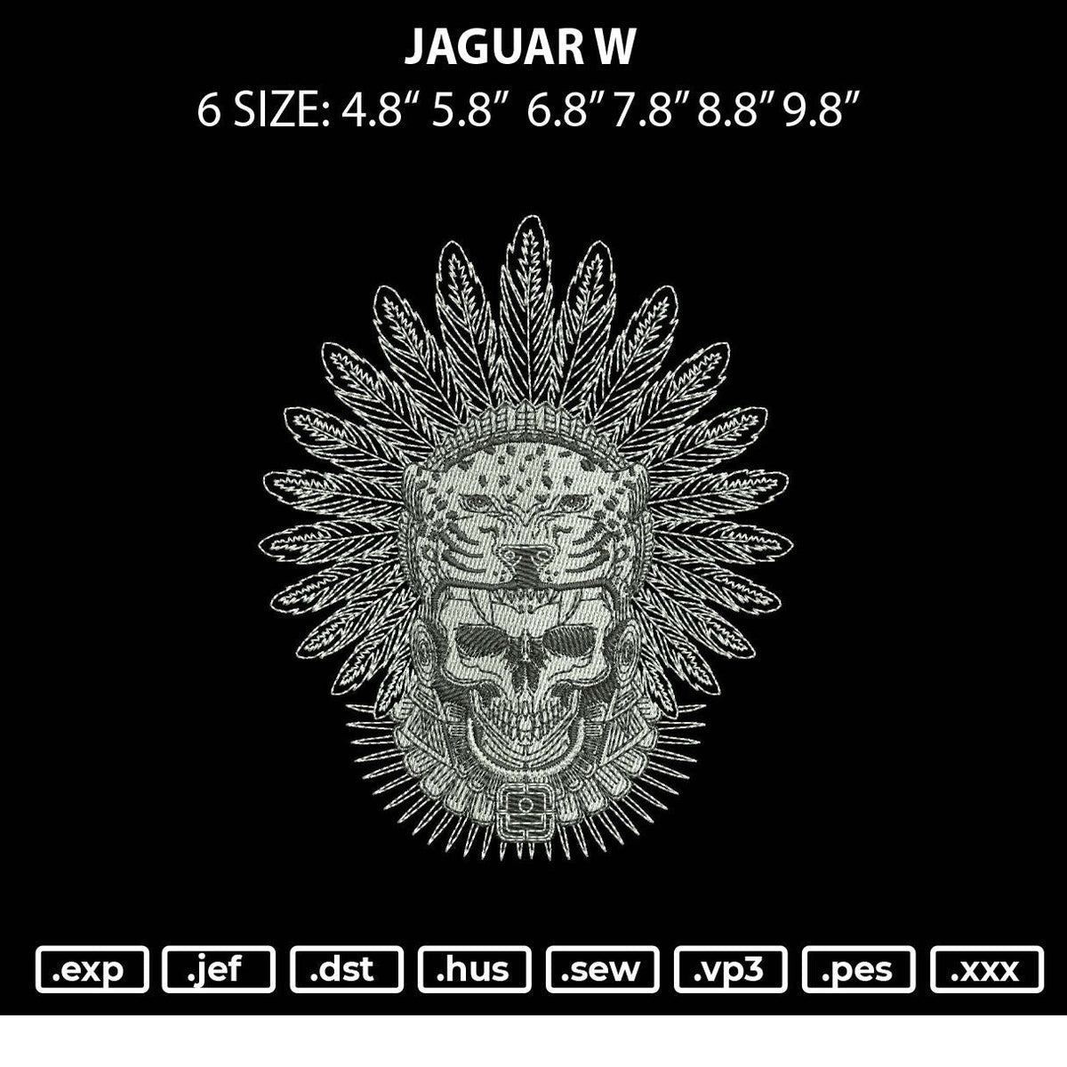 Jaguar W Embroidery File 6 sizes