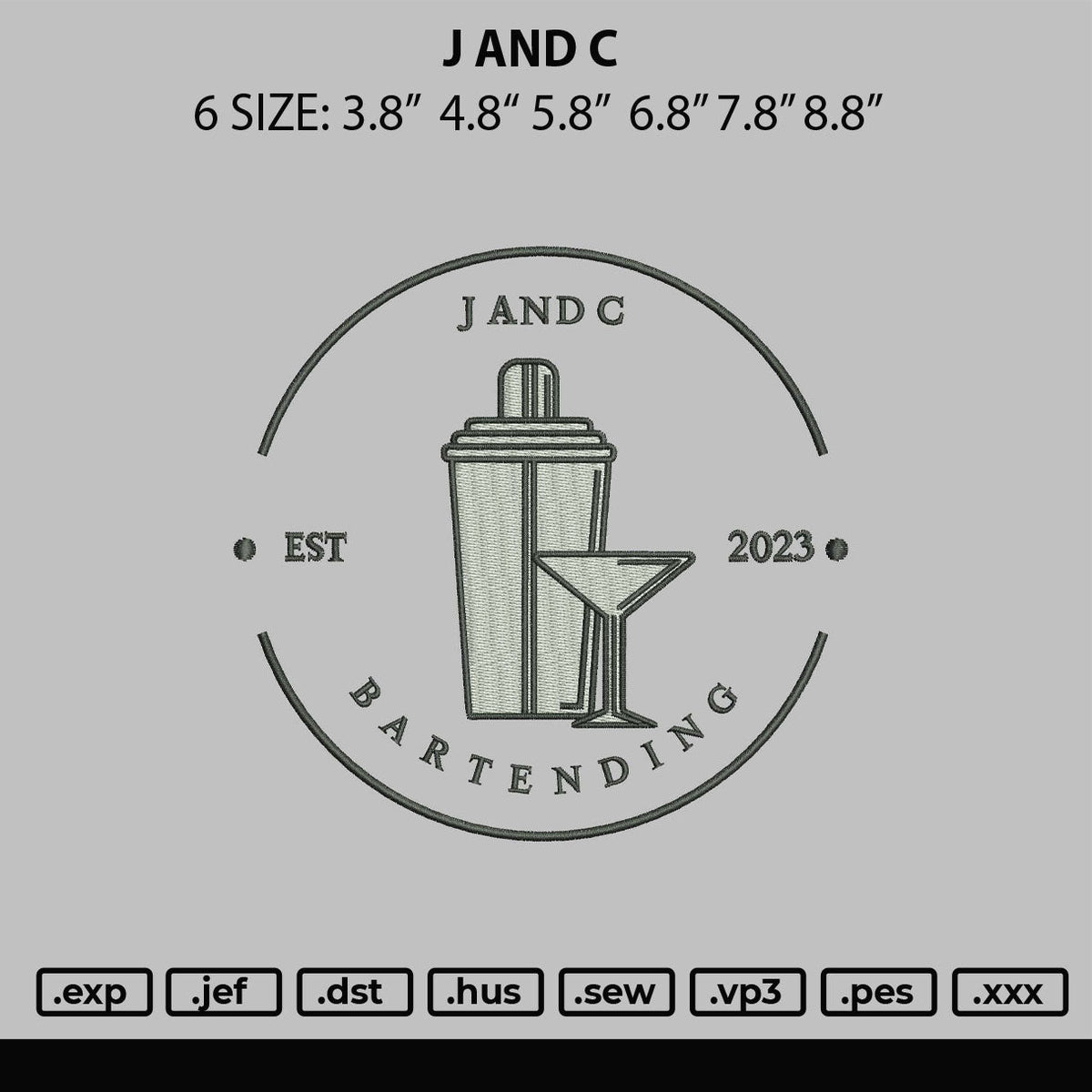 J And C Embroidery File 6 sizes