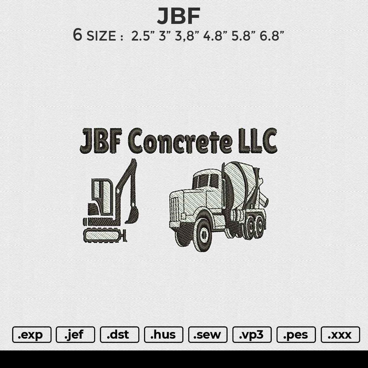 JBF Embroidery File 6 size