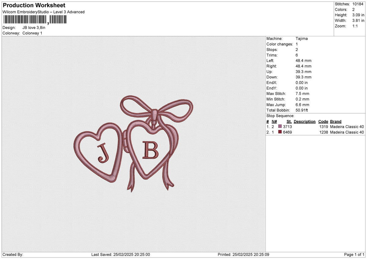 JB love Embroidery File 6 size