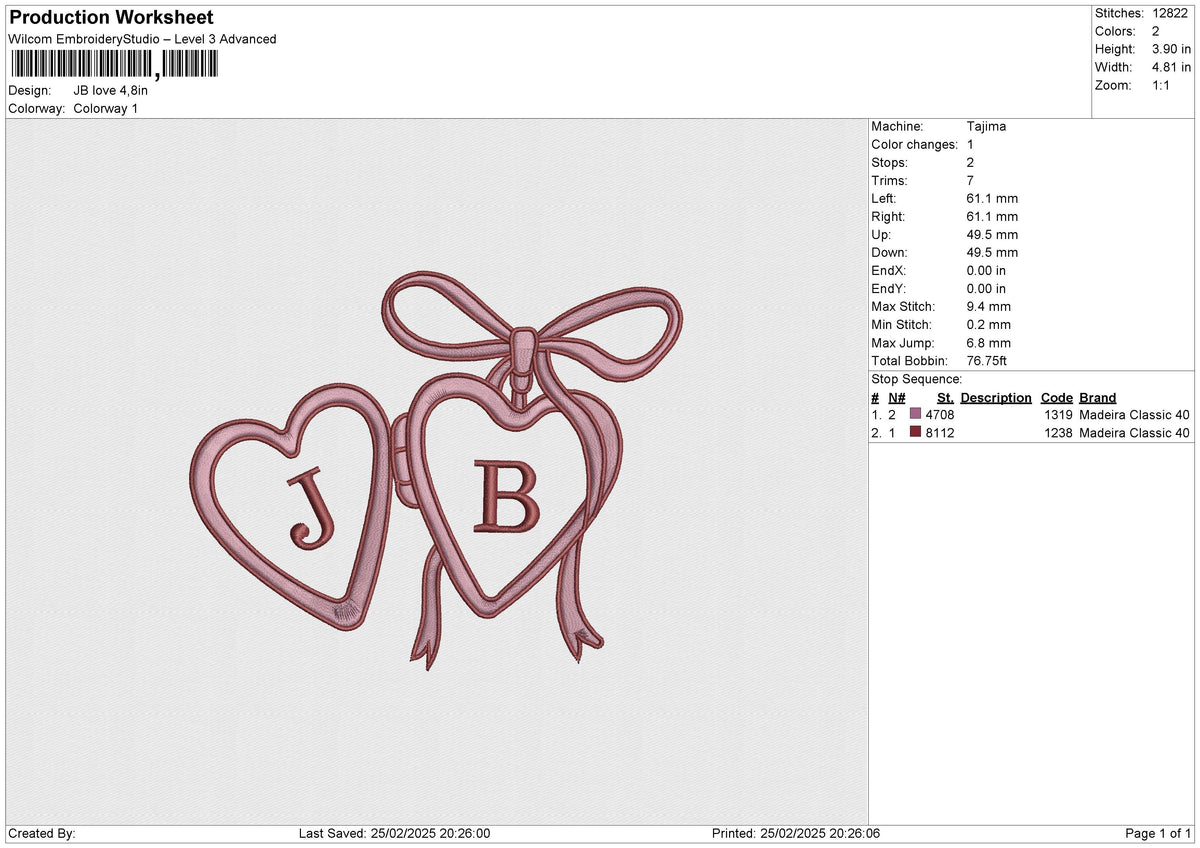JB love Embroidery File 6 size