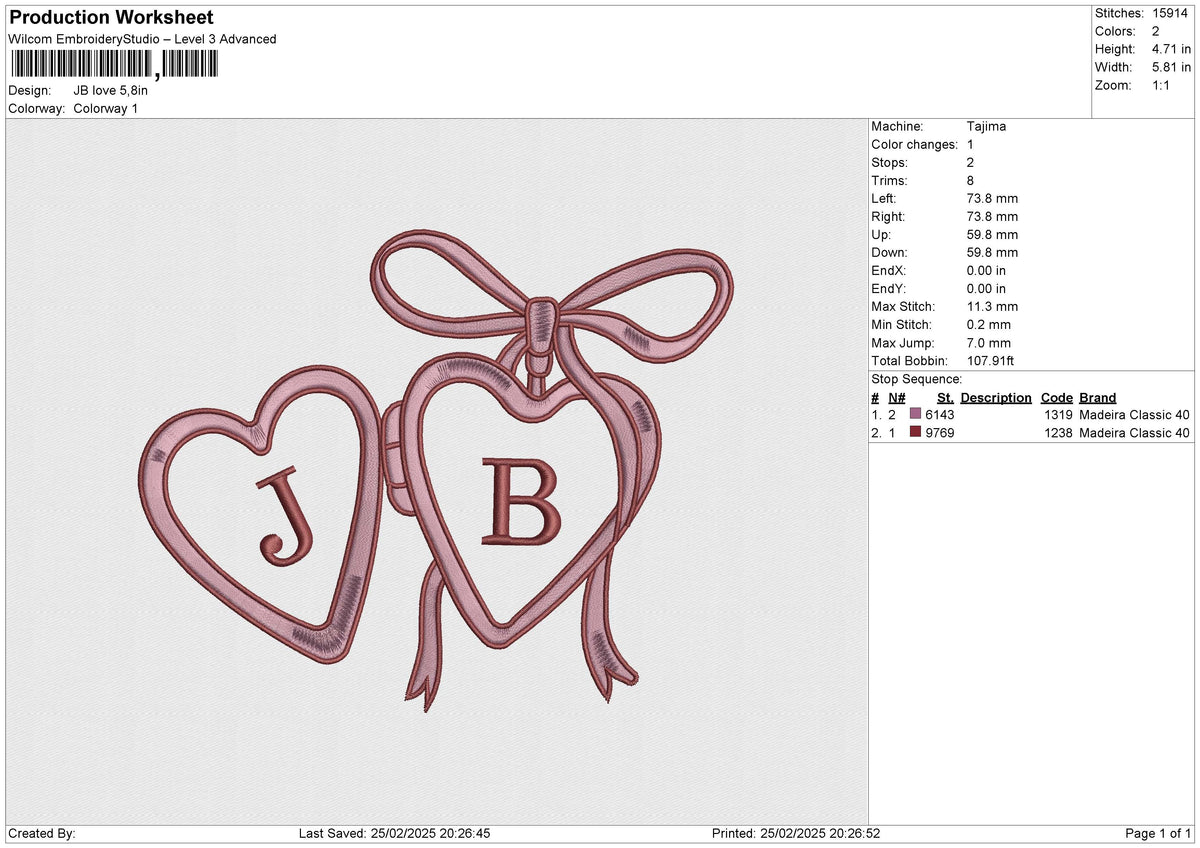 JB love Embroidery File 6 size
