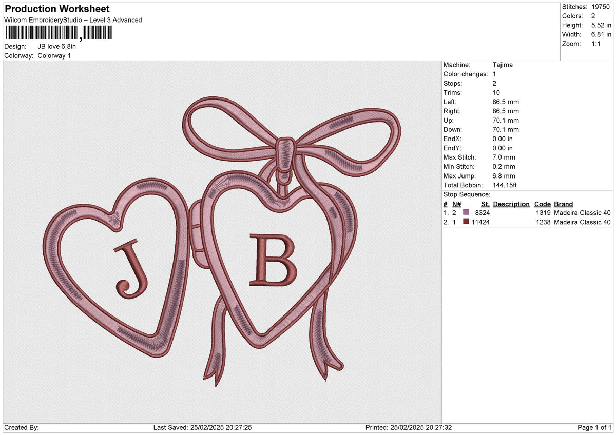 JB love Embroidery File 6 size