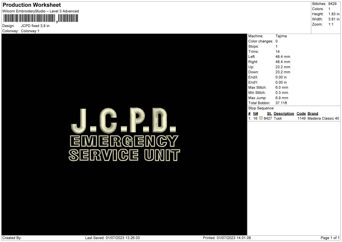 Jcpd V3 Emrboidery File 6 sizes