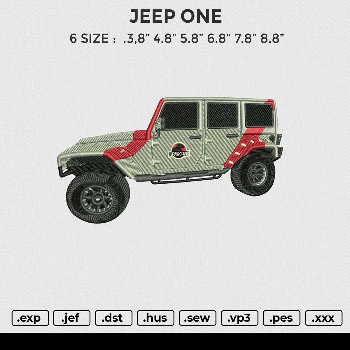 JEEP ONE Embroidery File 6 size