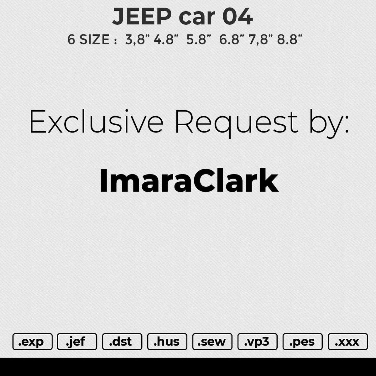 JEEP car 04 Embroidery File 6 size