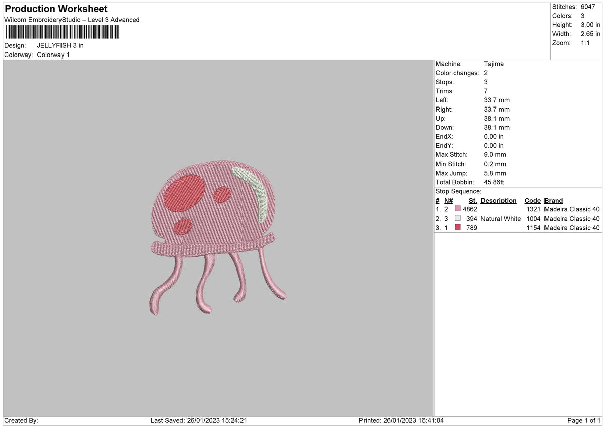 Jellyfish Embroidery File 6 sizes