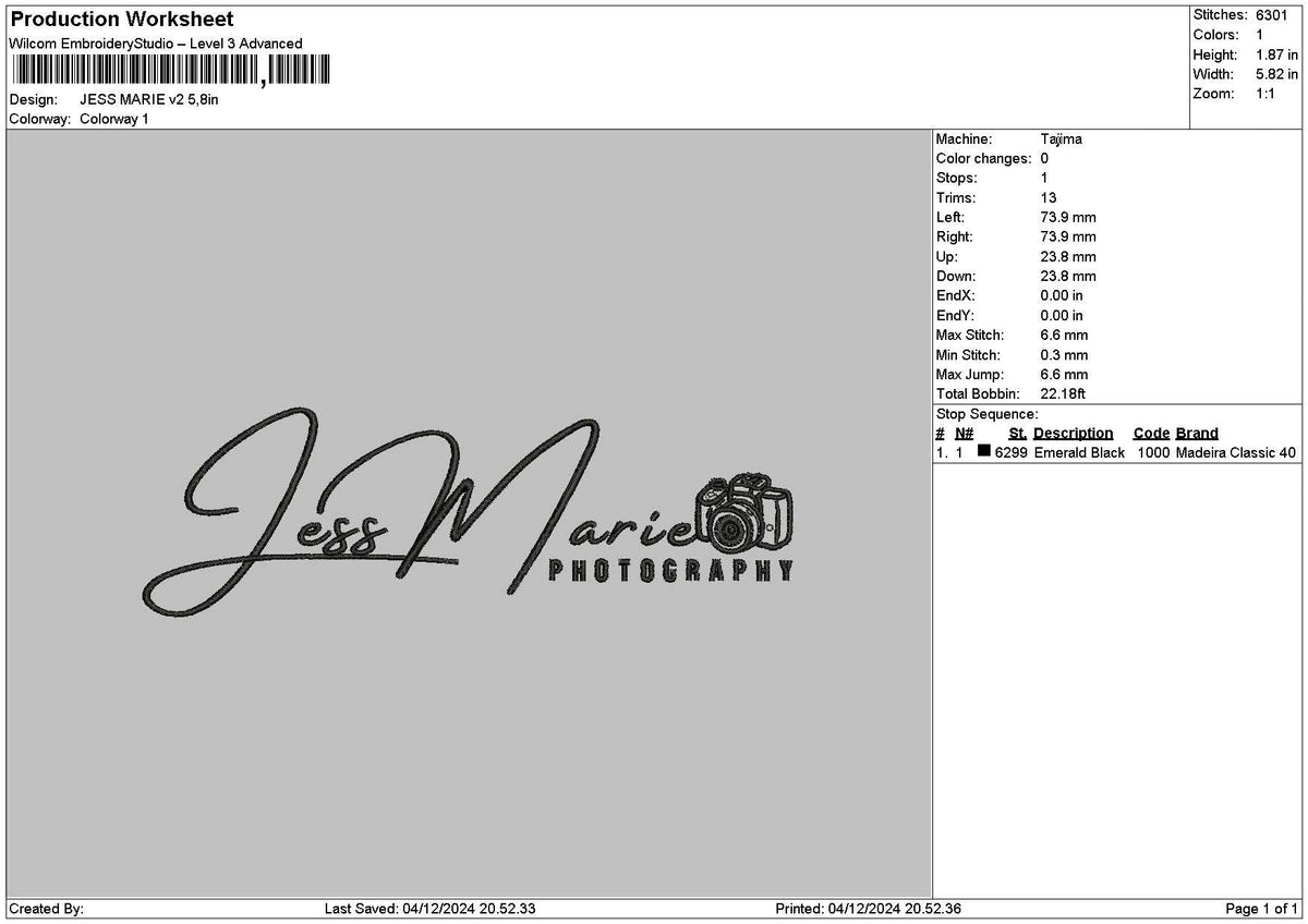 Marietext v2 Embroidery File 6 sizes
