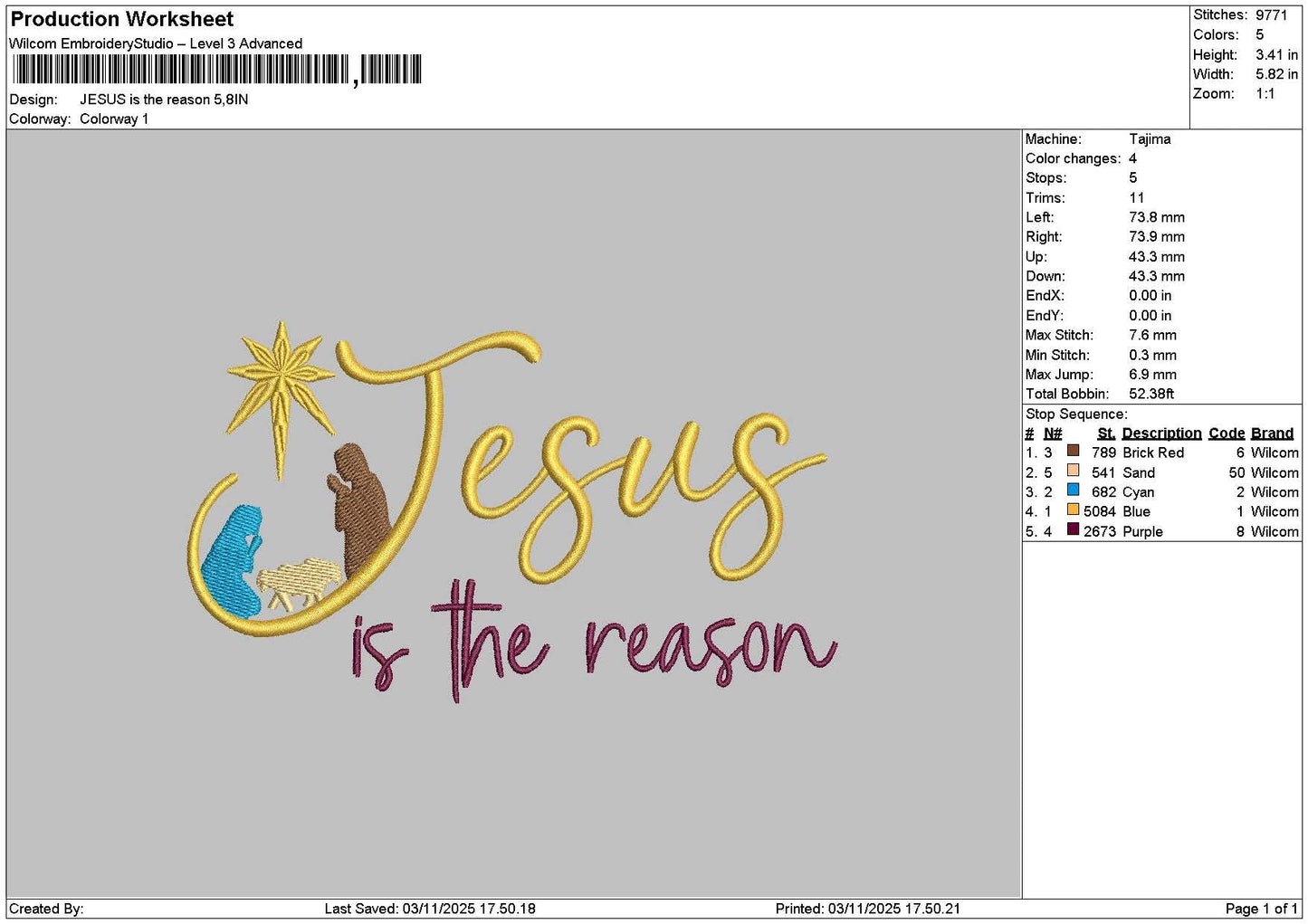 Jesustext 0311 Embroidery File 6 sizes
