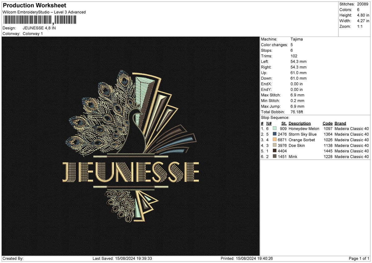 JEUNESSE Embroidery File 6 size